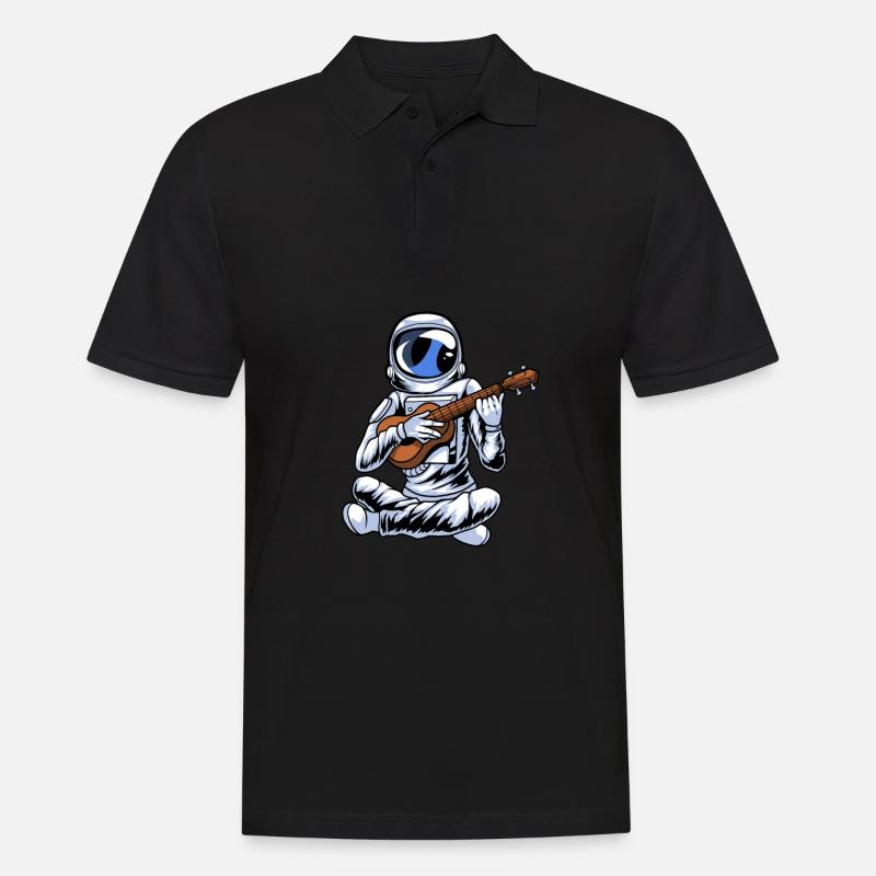 Ukulele Astronaut - Männer Poloshirt - Schwarz