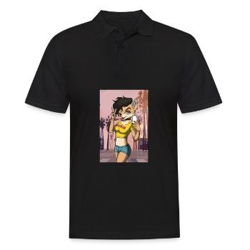Furry Fandom Fursuits Dame - Männer Poloshirt - Schwarz - Vorne - Kai (181cm)