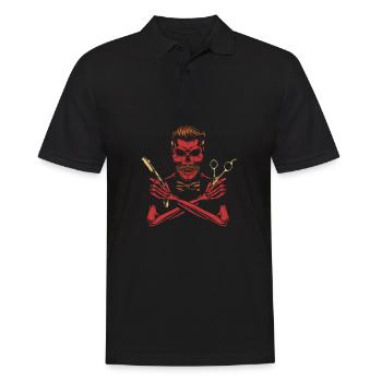 Barber Barbershop Skull Coiffeur - Polo Homme - noir - Devant - Kai (181cm)
