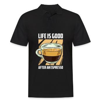 Kaffee Espresso Leben - Männer Poloshirt - Schwarz - Vorne - Kai (181cm)