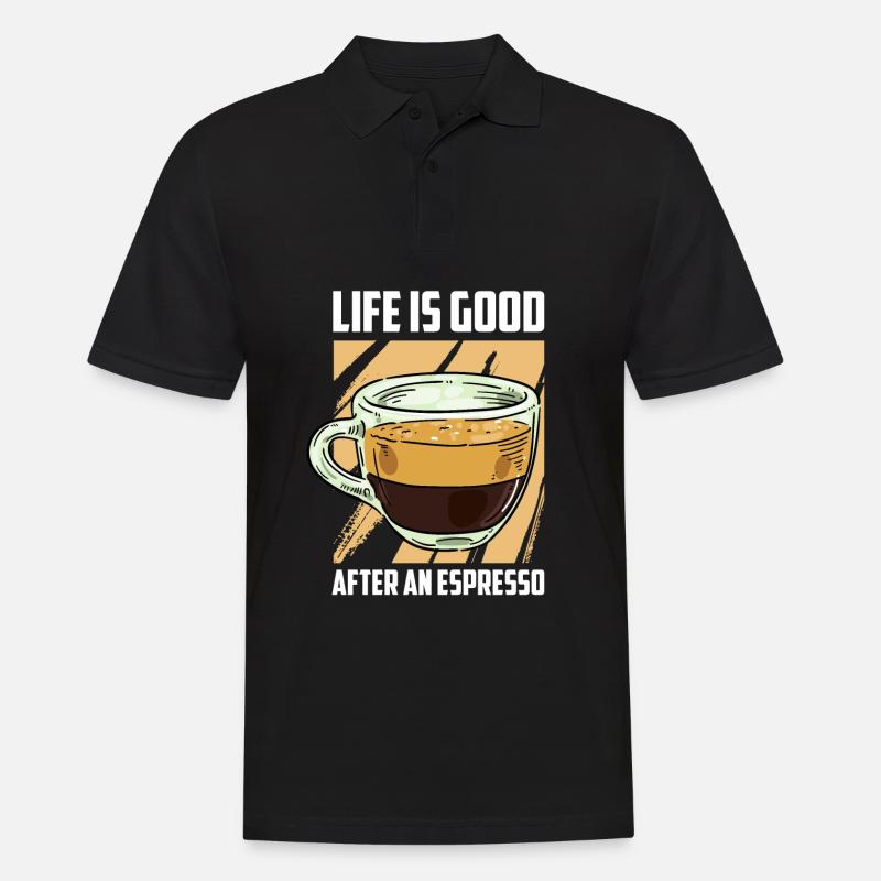 Kaffee Espresso Leben - Männer Poloshirt - Schwarz