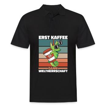 Chameleon Chamäleon Kaffee Sonnenbrille - Männer Poloshirt - Schwarz - Vorne - Kai (181cm)
