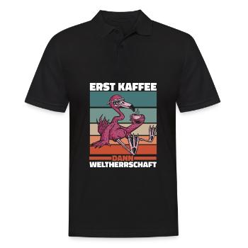 Flamingo Kaffee Sonnenbrille - Männer Poloshirt - Schwarz - Vorne - Kai (181cm)