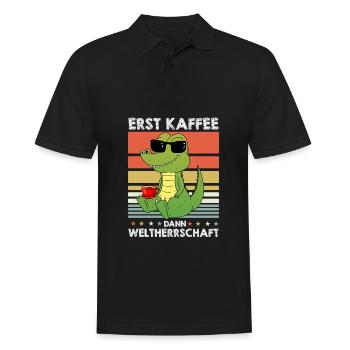 Krokodil Alligator Kaffee-Sonnenbrille - Männer Poloshirt - Schwarz - Vorne - Kai (181cm)