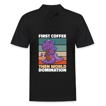 Dinosaur Coffee - Men's Polo Shirt - black - Front - Kai (181cm)