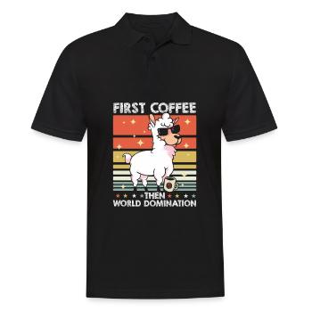 Lama Llama Sonnenbrille Kaffee - Männer Poloshirt - Schwarz - Vorne - Kai (181cm)