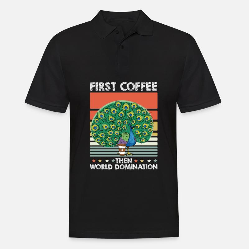 Pfau Vogel Kaffee - Männer Poloshirt - Schwarz