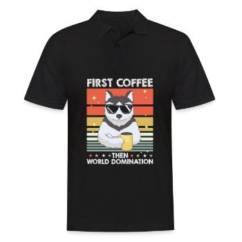 Siberian Husky Kaffee - Männer Poloshirt - Schwarz - Vorne - Kai (181cm)