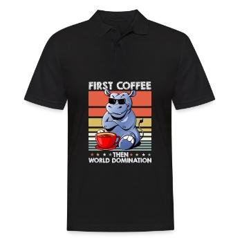 Nilpferd Flusspferd Kaffee-Sonnenbrille - Männer Poloshirt - Schwarz - Vorne - Kai (181cm)