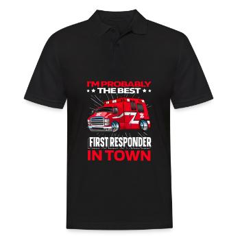 Rettungsdienst Sanitäter Rettungssanitäter - Männer Poloshirt - Schwarz - Vorne - Kai (181cm)