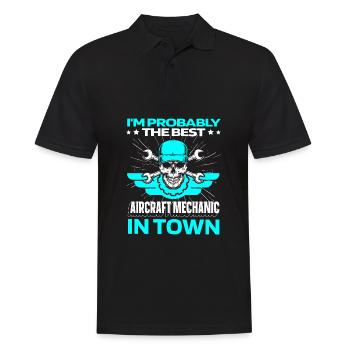 Airplane Mechanic Skull - Men's Polo Shirt - black - Front - Kai (181cm)