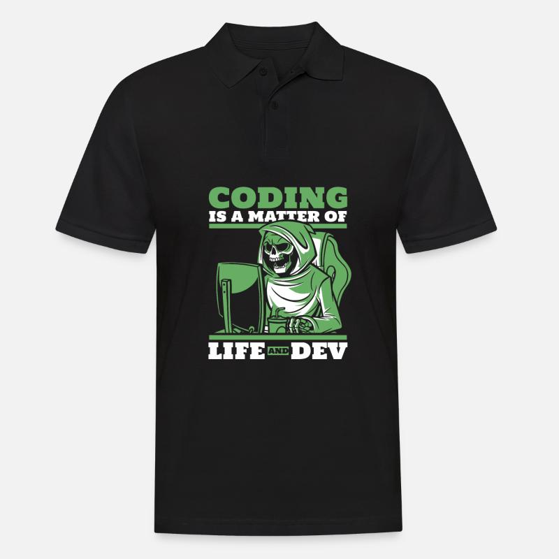 Développeur Coder Programmeur Squelette - Polo Homme - noir
