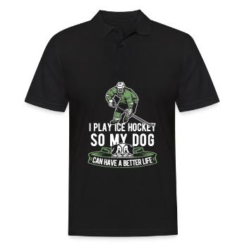 Chien de hockey sur glace - Polo Homme - noir - Devant - Kai (181cm)
