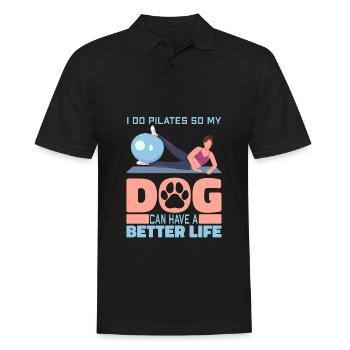 Pilates Hund - Männer Poloshirt - Schwarz - Vorne - Kai (181cm)