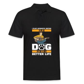 Akustikgitarre Hund - Männer Poloshirt - Schwarz - Vorne - Kai (181cm)