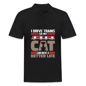 Train Driver Train Driver Cat - Men's Polo Shirt - black - Front - Kai (181cm)