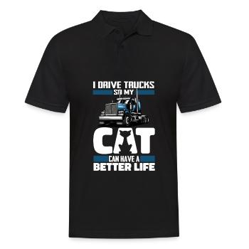 Truck Driver Trucker Truck Driver Cat - Men's Polo Shirt - black - Front - Kai (181cm)