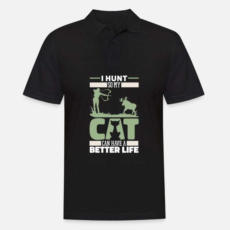 Bogenjagd Bogenjäger Katze - Männer Poloshirt - Schwarz