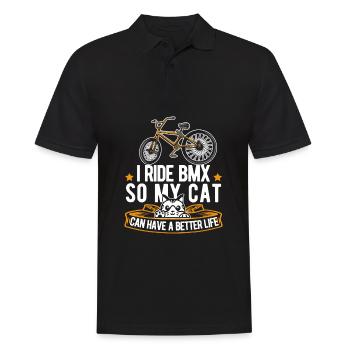 Bmx Bmx Biker Cat - Men's Polo Shirt - black - Front - Kai (181cm)