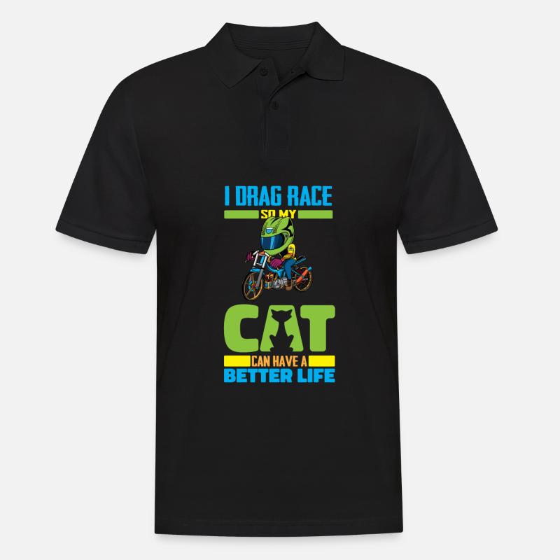 Dragster Drag Race Katze - Männer Poloshirt - Schwarz