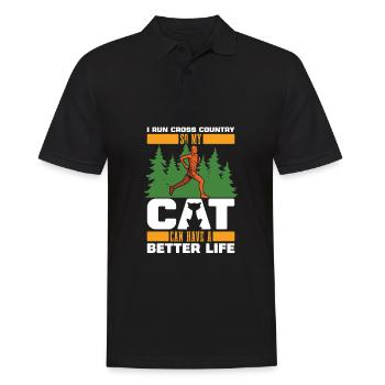 Xc Runner Cross Country Running Cat - Men's Polo Shirt - black - Front - Kai (181cm)