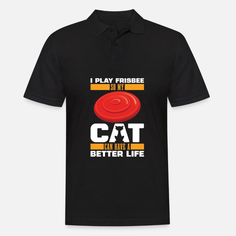 Frisbee Katze - Männer Poloshirt - Schwarz