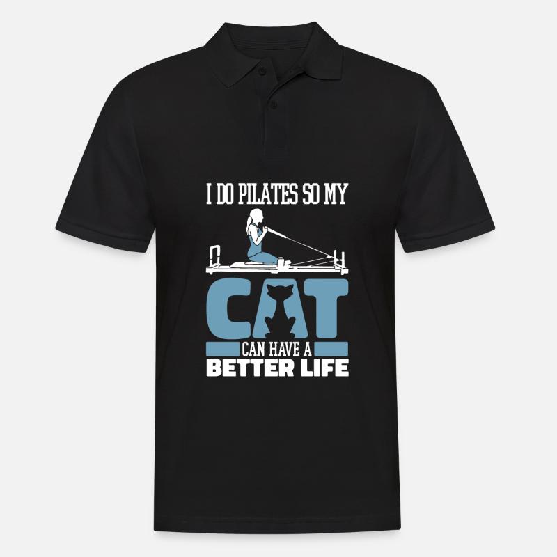 Pilates Katze - Männer Poloshirt - Schwarz