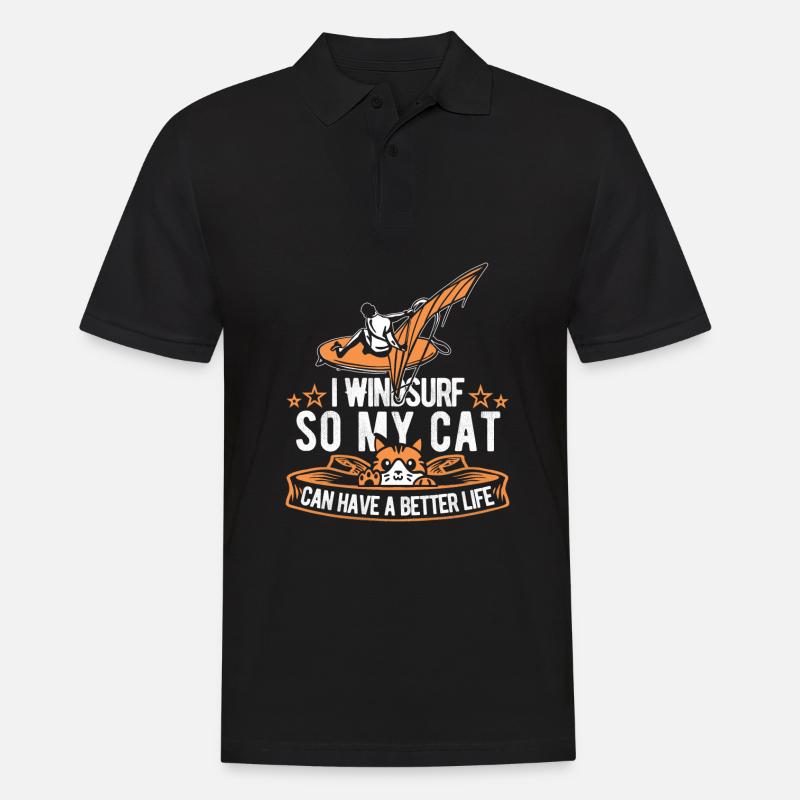 Windsurfen Windsurfer Katze - Männer Poloshirt - Schwarz