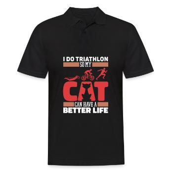 Triathlon Triathlet Katze - Männer Poloshirt - Schwarz - Vorne - Kai (181cm)