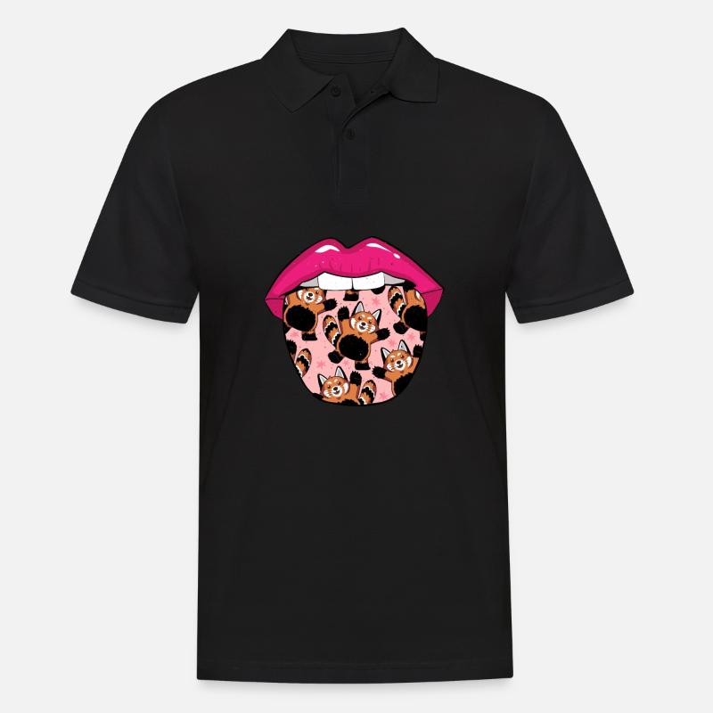 Roter Panda Zunge - Männer Poloshirt - Schwarz