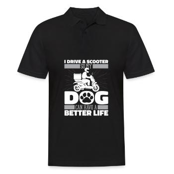 Motorroller Hund - Männer Poloshirt - Schwarz - Vorne - Kai (181cm)