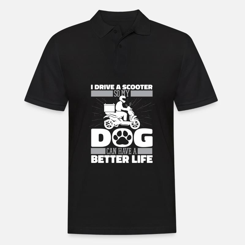 Motorroller Hund - Männer Poloshirt - Schwarz