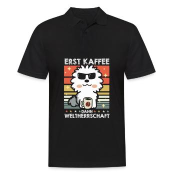 Altenglischer Schäferhund Bobtail - Männer Poloshirt - Schwarz - Vorne - Kai (181cm)