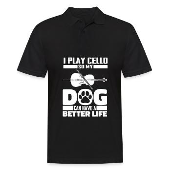 Cello Cellist Hund - Männer Poloshirt - Schwarz - Vorne - Kai (181cm)