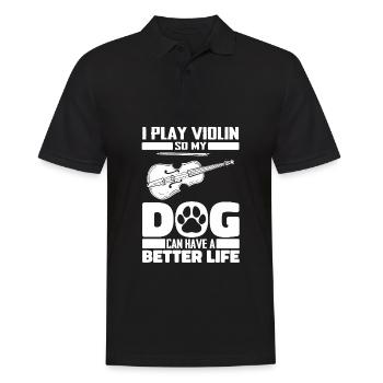 Violine Geige Hund - Männer Poloshirt - Schwarz - Vorne - Kai (181cm)