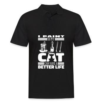Painter Varnisher Cat - Men's Polo Shirt - black - Front - Kai (181cm)