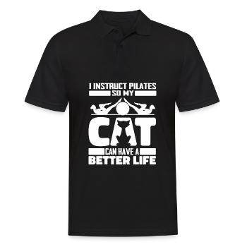 Pilates Pilates Instructor Cat - Men's Polo Shirt - black - Front - Kai (181cm)