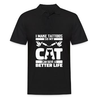 Tatoueur Chat Tatoueur - Polo Homme - noir - Devant - Kai (181cm)