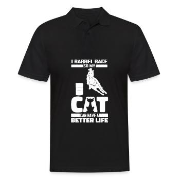 Fassrennen Westernreiten Barrel Racing Katze - Männer Poloshirt - Schwarz - Vorne - Kai (181cm)