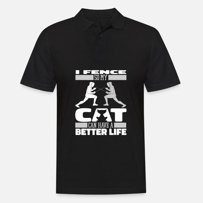 Fechten Fechter Katze - Männer Poloshirt - Schwarz