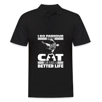Parkour Katze - Männer Poloshirt - Schwarz - Vorne - Kai (181cm)