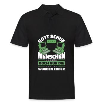 Entwickler Coder Programmierer Gott - Männer Poloshirt - Schwarz - Vorne - Kai (181cm)