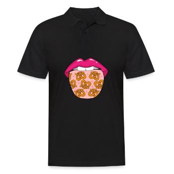 Brezel Lippen - Männer Poloshirt - Schwarz - Vorne - Kai (181cm)