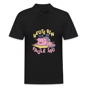 Schwein Schweinebauer Witzig Schwein - Männer Poloshirt - Schwarz - Vorne - Kai (181cm)