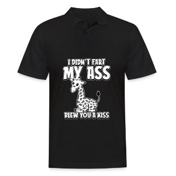 Girafe Je n’ai pas pété mes fesses t’a soufflé un baiser - Polo Homme - noir - Devant - Kai (181cm)