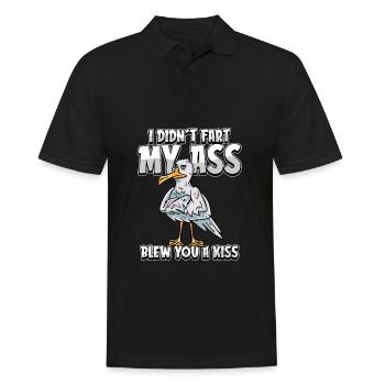 Mouette je n’ai pas pété mes fesses t’a soufflé un baiser - Polo Homme - noir - Devant - Kai (181cm)