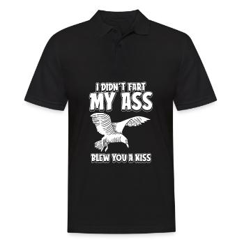 Mouette je n’ai pas pété mes fesses t’a soufflé un baiser - Polo Homme - noir - Devant - Kai (181cm)