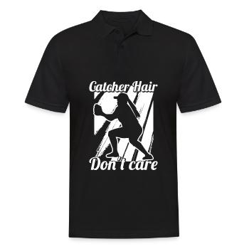 Softball Fänger Catcher Hair Don't Care - Men's Polo Shirt - black - Front - Kai (181cm)