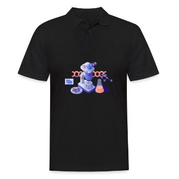 Biologie Biologe Mikroskop - Männer Poloshirt - Schwarz - Vorne - Kai (181cm)