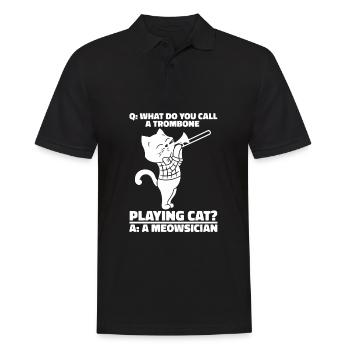 Spielmannszug Posaune Katze Blaskapelle Posaune - Männer Poloshirt - Schwarz - Vorne - Kai (181cm)